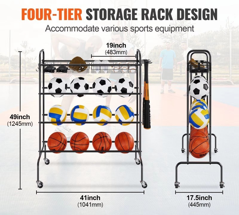 Panier de basket roulant à 4 n - Sports Equipment Garage Storage avis et prix